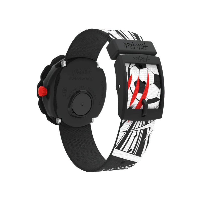 Orologio Bambino Swatch Flik Flak Goal Quarzo Solo Tempo Nero Rosso ZFPSP064