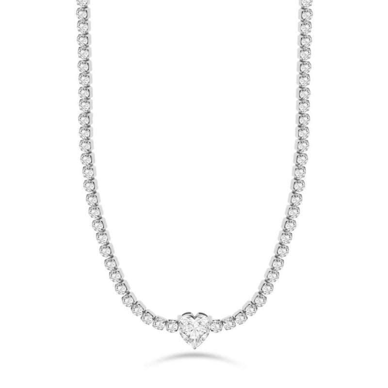 Collana Donna Liu-Jo Tennis Cuore Acciaio Bianco Zirconi Bianchi LJ2441