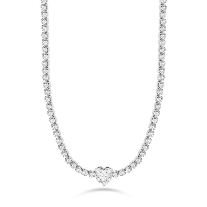 Collana Donna Liu-Jo Tennis Cuore Acciaio Bianco Zirconi Bianchi LJ2441