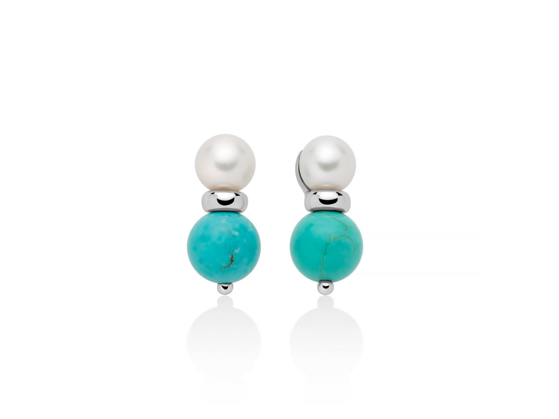 Orecchini Donna Argento 925 Pendenti Miluna Auliote color Turchese e perla PER2709
