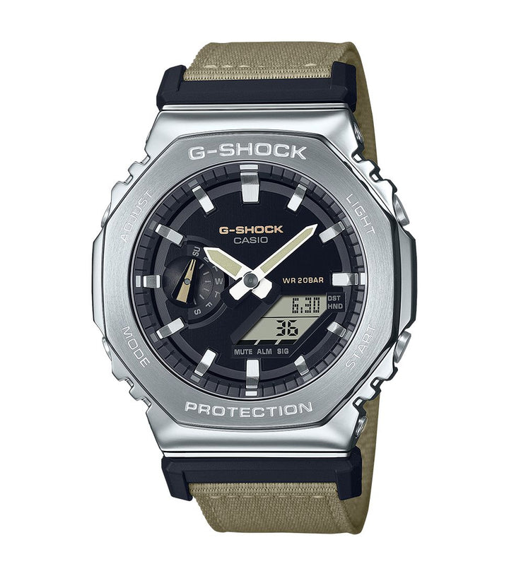 Orologio Uomo Casio G-Shock Acciaio Lucido Tessuto Verde Chiaro GM-2100C-5AER
