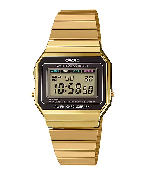 Orologio Uomo Acciaio Dorato Casio Vintage Quarzo Cronografo A700-WG-9ADF