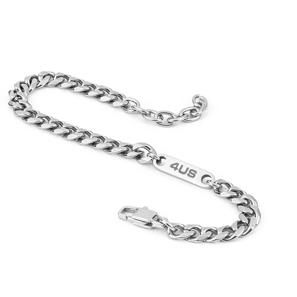 Bracciale Uomo 4US Cesare Paciotti acciaio Bianco con targhetta 4UBR4392