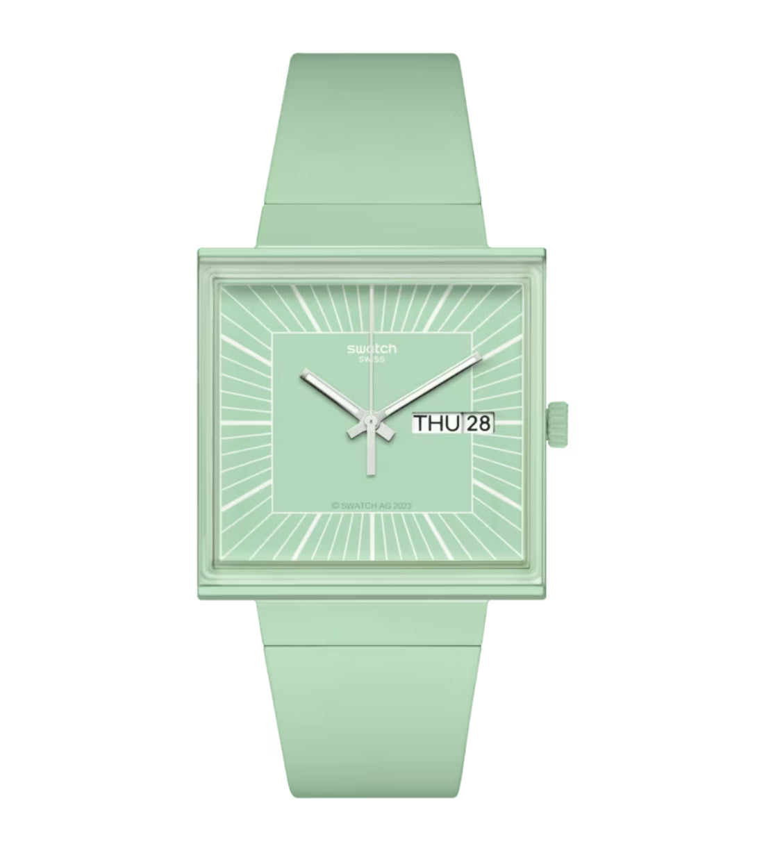 Orologio Unisex Swatch What IF Cassa Quadrata Verde Menta Quarzo Doppia Data SO34G701