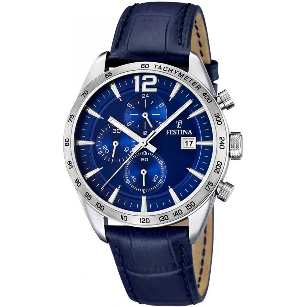 Orologio Uomo Acciaio crono Festina con cinturino pelle F16760/3