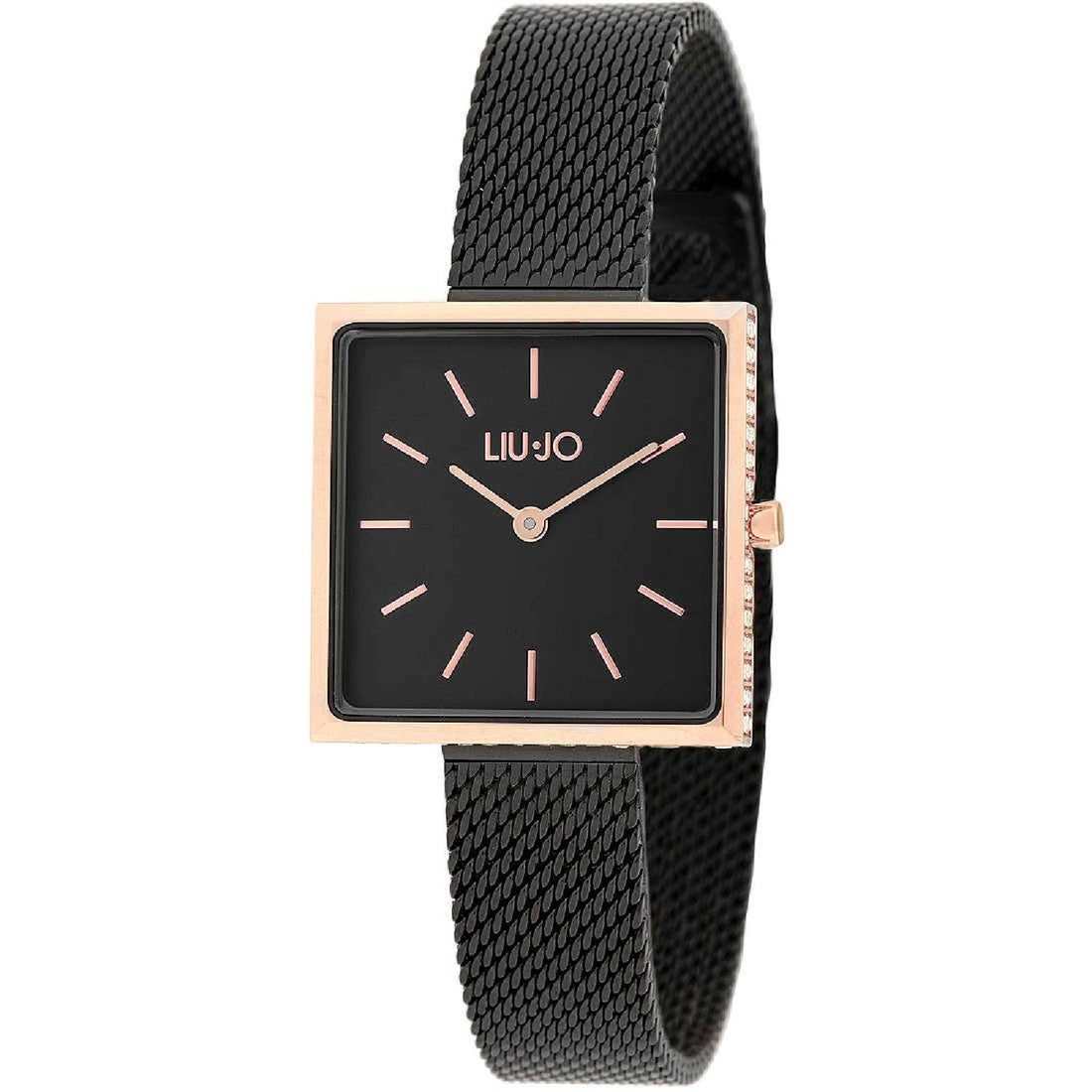 Orologio Donna Acciaio Liu Jo Glamour Square Quarzo Solo Tempo Nero Rosè Zirconi