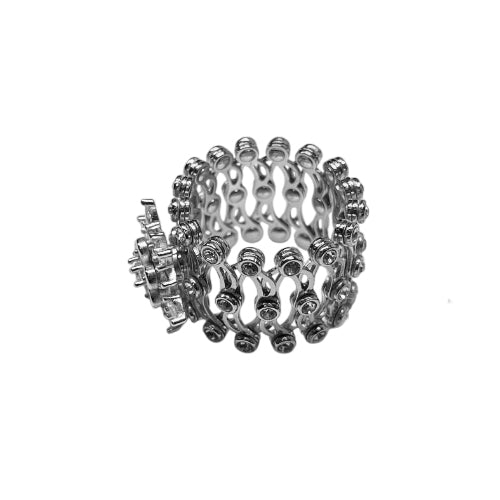 Anello-Bracciale Donna Re Mida Argento Bianco Estendibile Zirconi Fascia-2