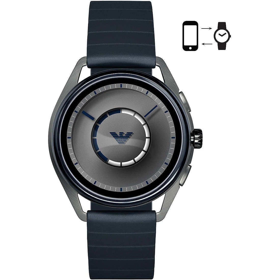 Orologio Uomo Emporio Armani Connected Smartwatch Cinturino Gomma Blu  ART5008