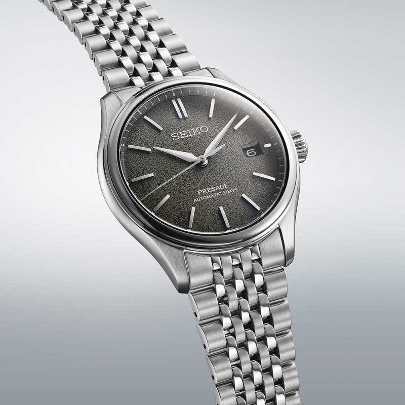 Orologio Uomo Seiko Presage Automatico Verde Seta Acciaio Data SPB465J1