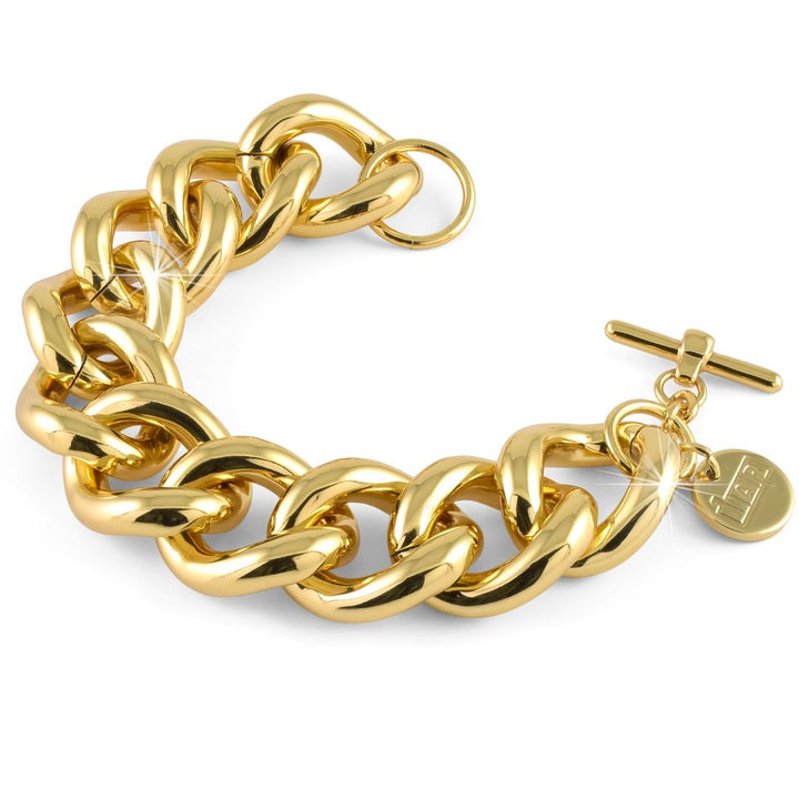 Bracciale Donna Unoaerre Bronzo Dorato Catena Lucida Groumette Maxi 372342