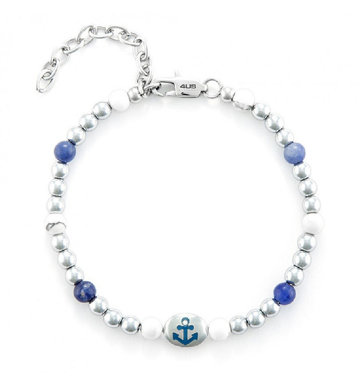 Bracciale Uomo 4US Cesare Paciotti Acciaio Ancora Pietra Bianca e Blu 4UBR6453