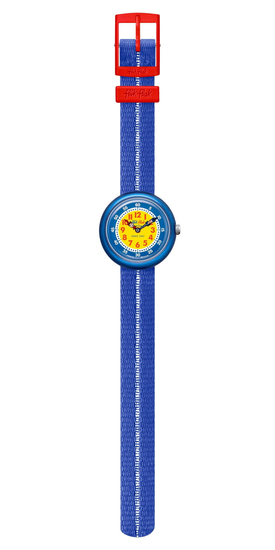 Orologio Bambino Swatch Flik Flak Quarzo Solo Tempo Blu Numeri ZFPNP187