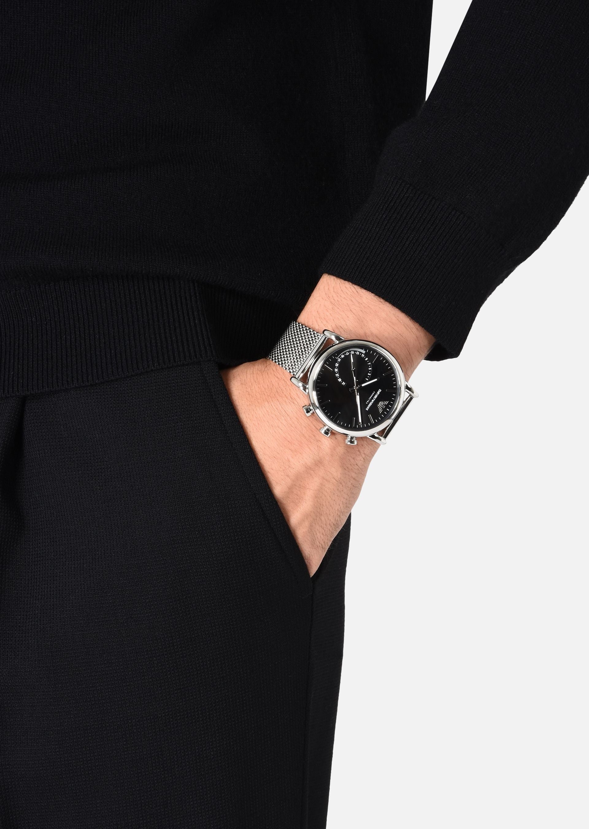 Orologio Uomo Emporio Armani Smartwatch  Cinturino Milano Fondo Nero ART3007