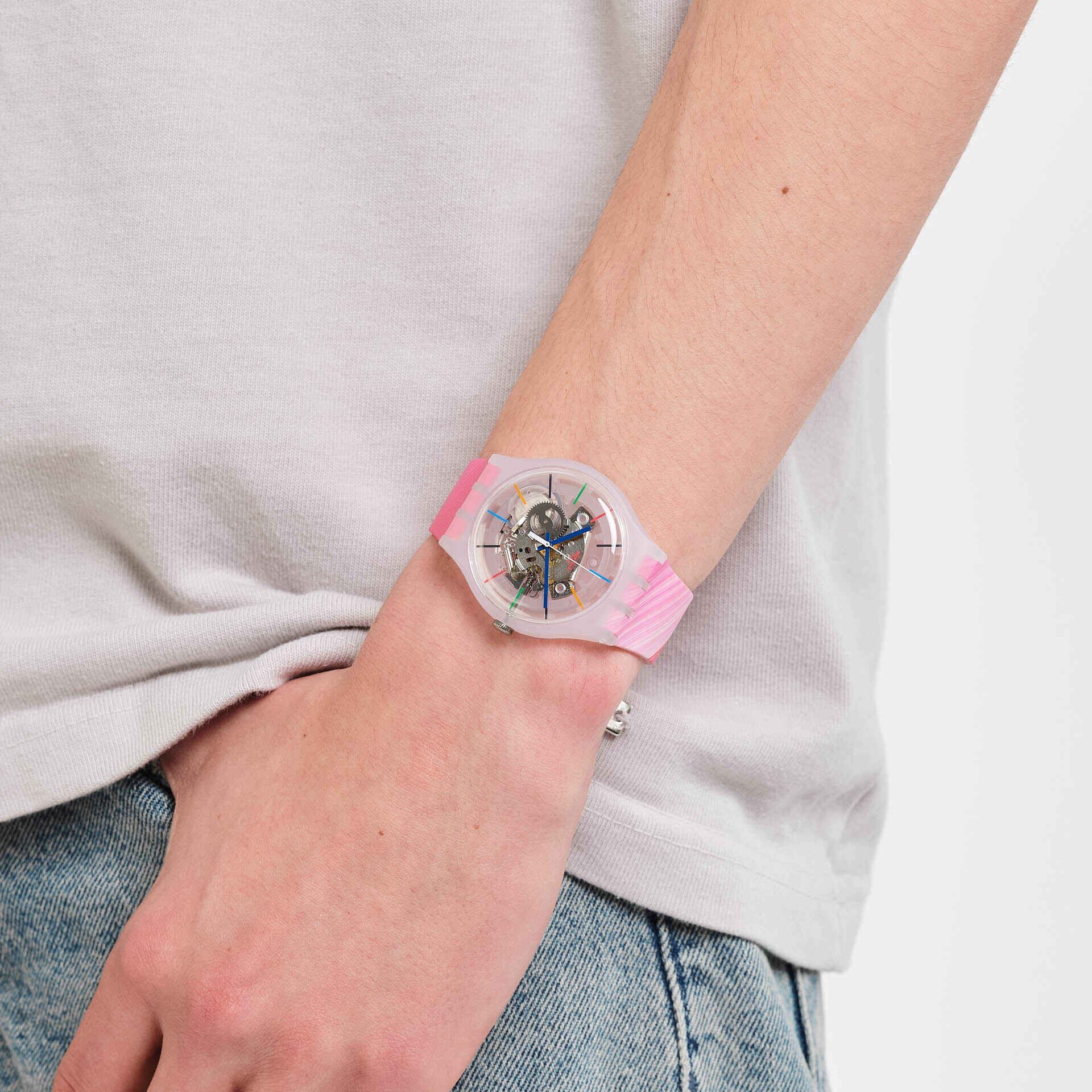 Orologio Donna Swatch Quarzo Solo Tempo Olympics Rosa Scheletrato SO29Z105