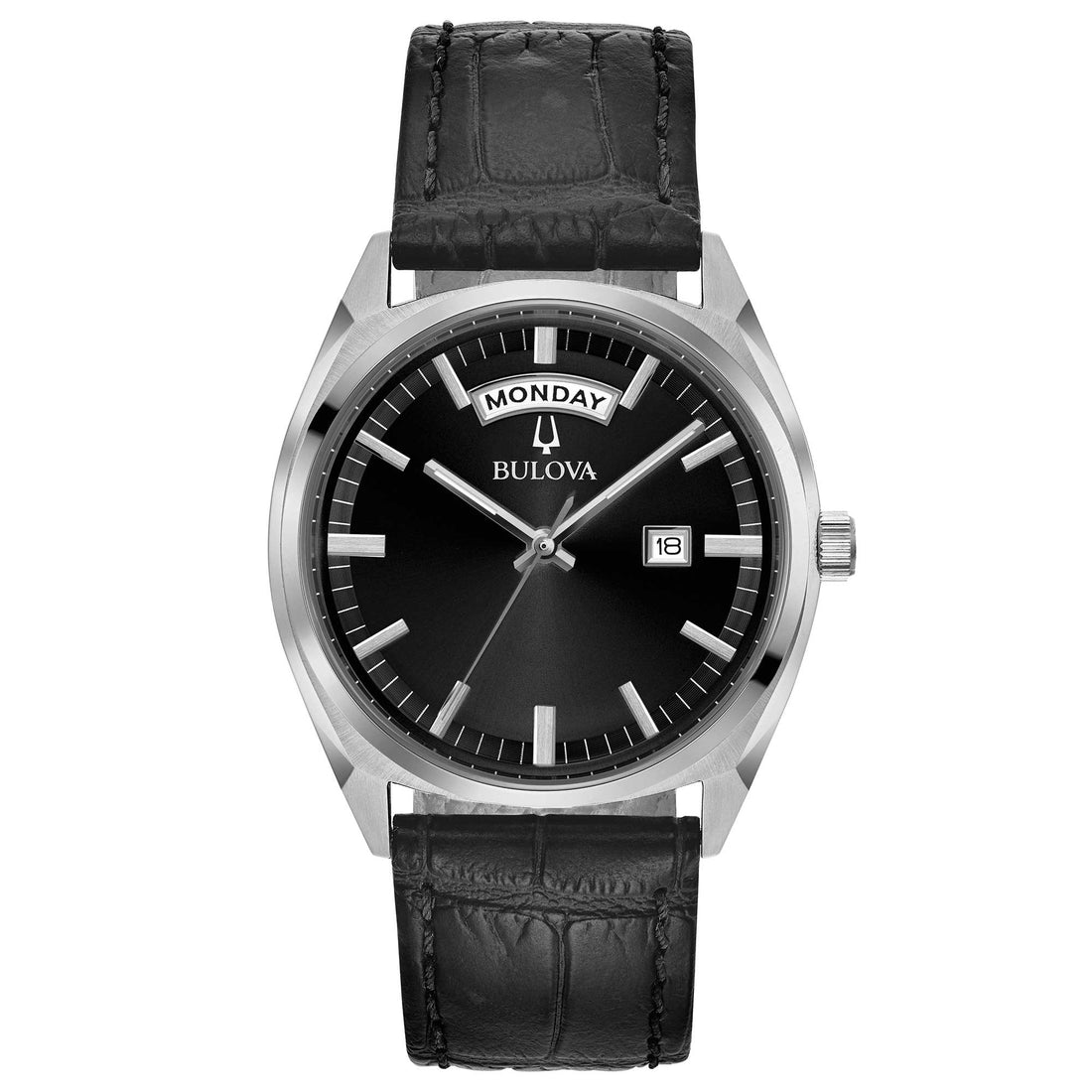 Orologio Uomo Bulova Quarzo Surveyor Daty-Date Pelle Nero Acciaio 96C128