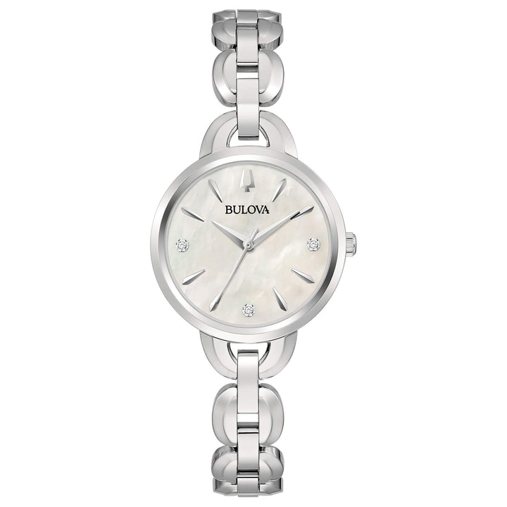 Orologio Donna Bulova Quarzo Solo Tempo Classic lady Madreperla Acciaio Diamanti 96P230