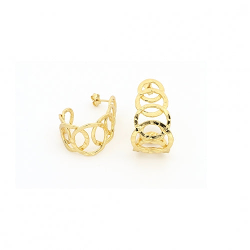 Orecchini Donna Unoaerre Bronzo Dorato Semicerchi Intrecciati Martellato 497959