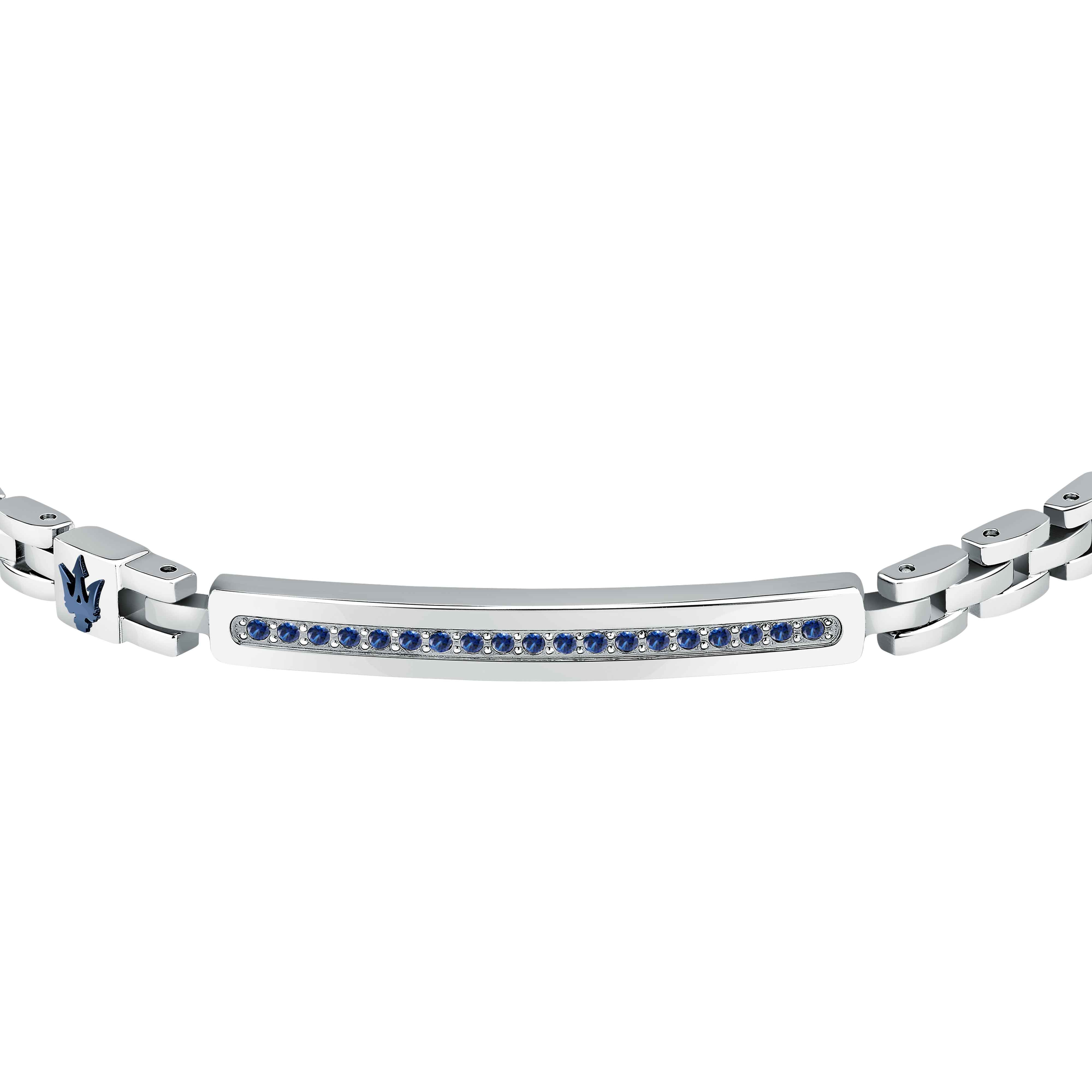 Bracciale Uomo Maserati Acciaio Lucido Zirconi Blu Tridente JM424AVD61