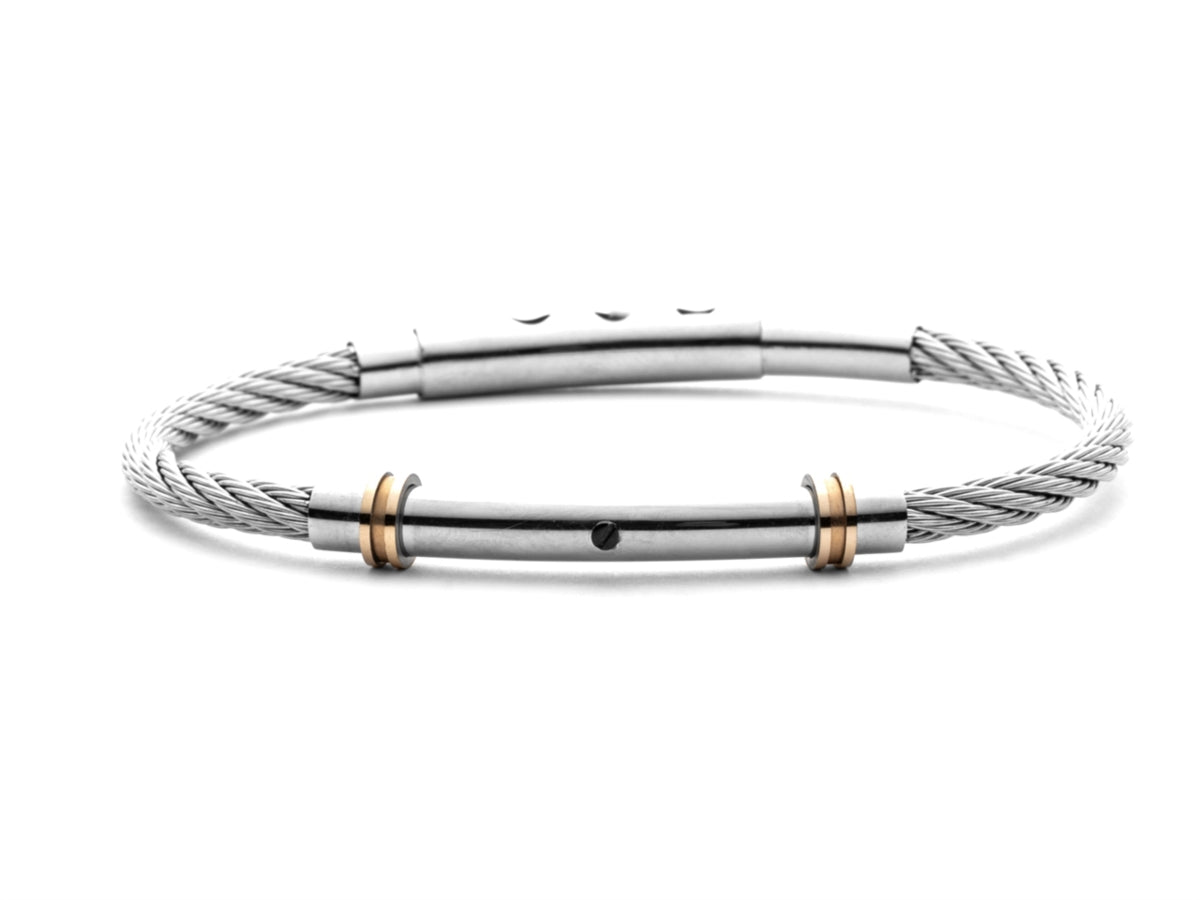Bracciale Uomo 4US Cesare Paciotti Acciaio Intrecciato Rigido Cilindro 4UBR5649