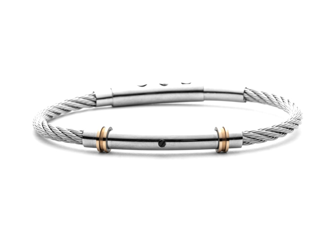 Bracciale Uomo 4US Cesare Paciotti Acciaio Intrecciato Rigido Cilindro 4UBR5649