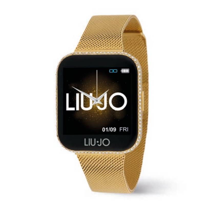 Orologio Donna Acciaio Dorato Liu Jo Smartwatch Acciaio Maglia Milano Zirconi SWLJ079