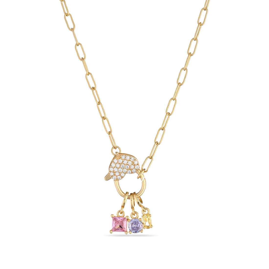Collana Donna Laura P. Argento Dorato 925 Catena Lucchetto Cuore Zirconi Bianchi CL0238GB