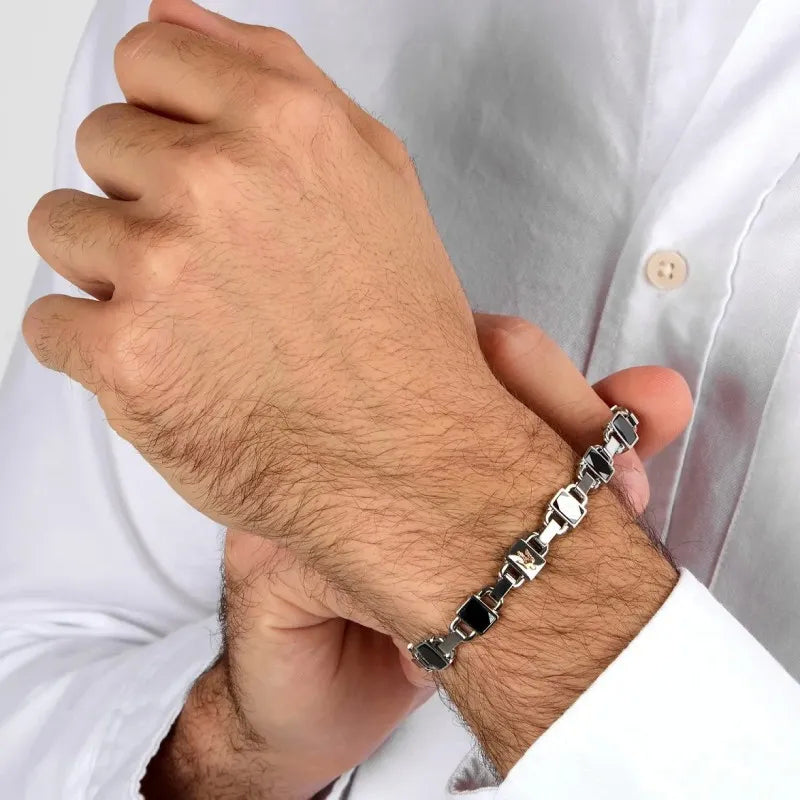 Bracciale Uomo Acciaio Maserati  Con Ceramica Nera JM424ATZ41
