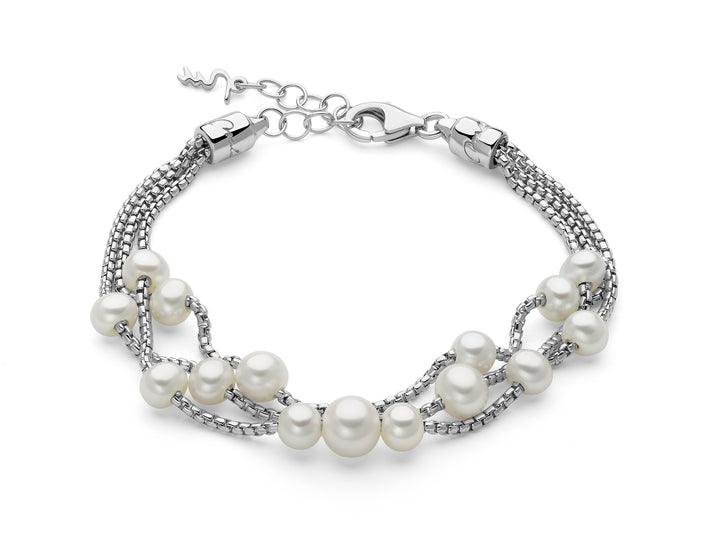 Bracciale Donna Miluna Perle Argento 925 a 3 fili PBR3615