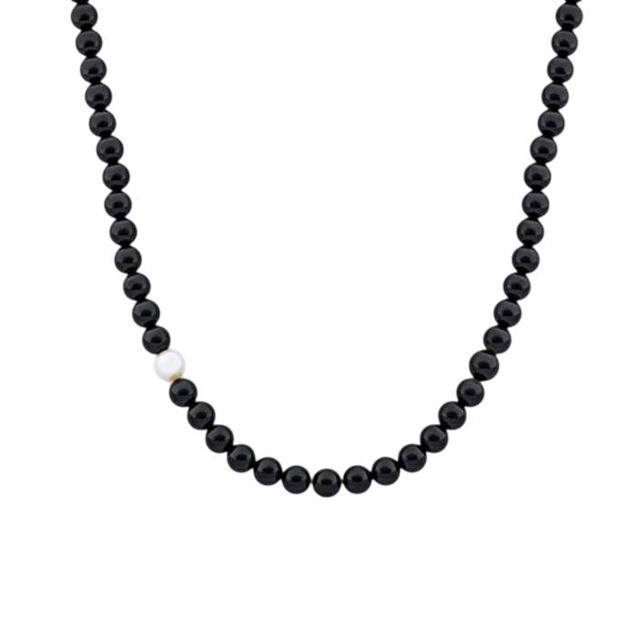 Collana Donna Mikiko Argento Onice Nero Agata Bianca MC7092A4ONICE012