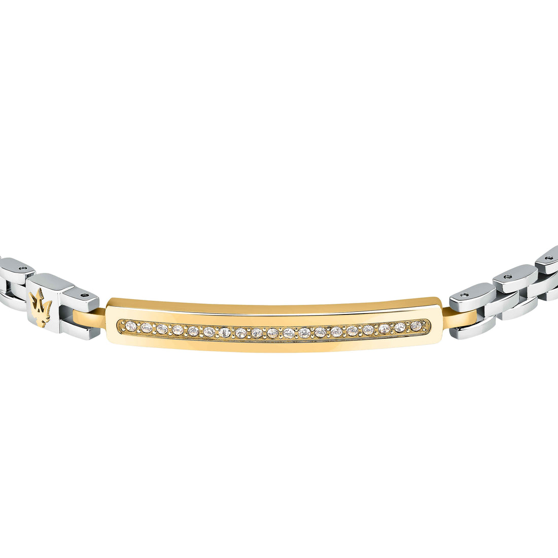 Bracciale Uomo Maserati Acciaio Oro Zirconi Bianchi Logo Tridente JM224AVD42