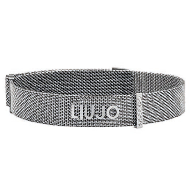 Bracciale Donna Liu Jo Acciaio Maglia Milano Logo Zirconi Bianchi LJ1045