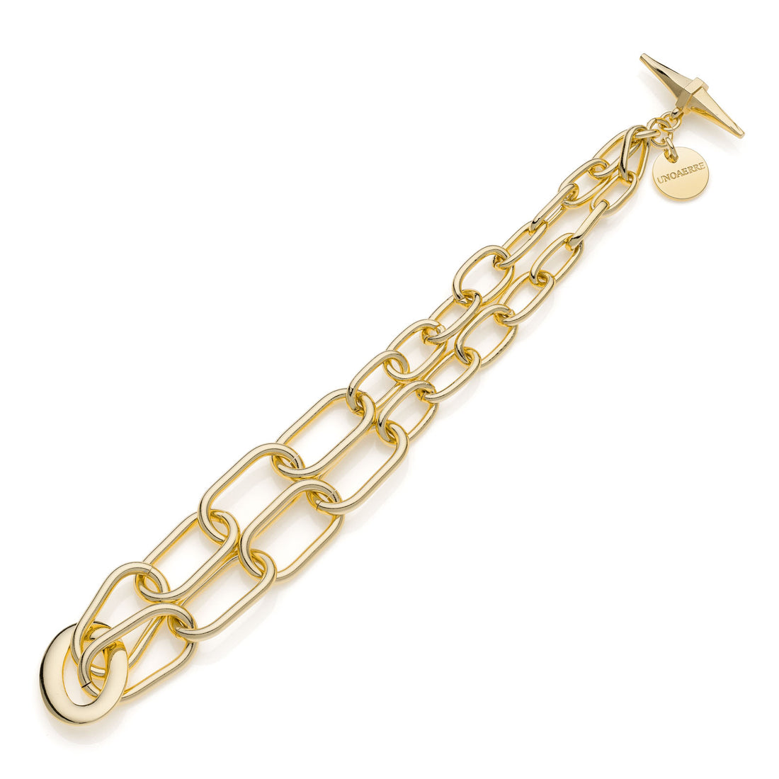 Bracciale Donna Unoaerre Doppio Filo Bronzo Dorato Anelli Ovali 549536