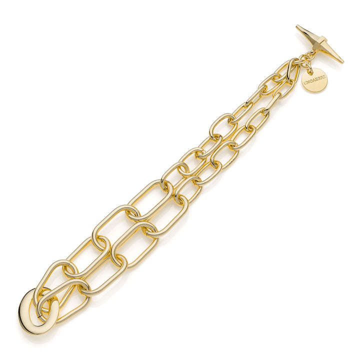 Bracciale Donna Unoaerre Doppio Filo Bronzo Dorato Anelli Ovali 549536