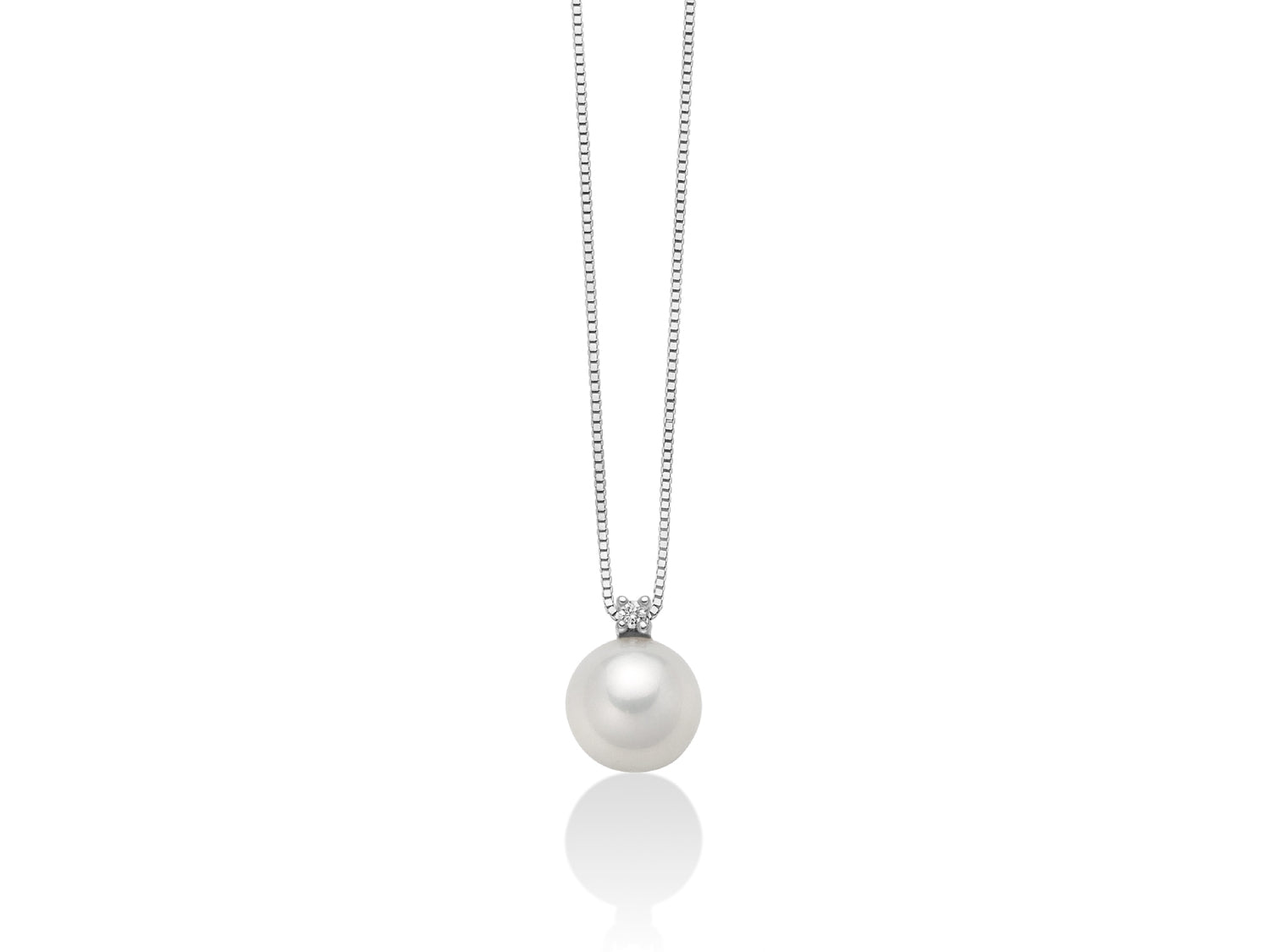 Collana Donna Miluna Girocollo Oro Bianco 375 Perla 7-7,5 mm Diamante PCL3932VX