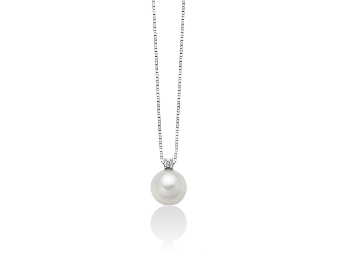 Collana Donna Miluna Girocollo Oro Bianco 375 Perla 7-7,5 mm Diamante PCL3932VX