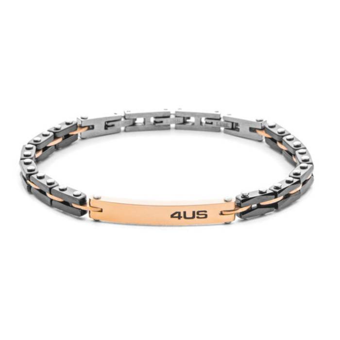 Bracciale Uomo 4US Cesare Paciotti Acciaio Nero Targhetta 4UBR8482