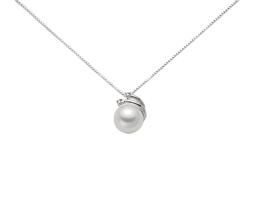 Collana Donna Mikiko Oro 9 Kt Perla fresh water 7-7,5 mm e diamanti