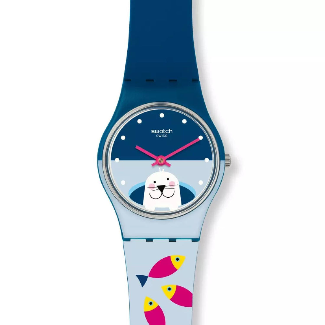 Orologio Donna Bambino Gomma Silicone Swatch Quarzo Solo Tempo Blu Azzurro LN152