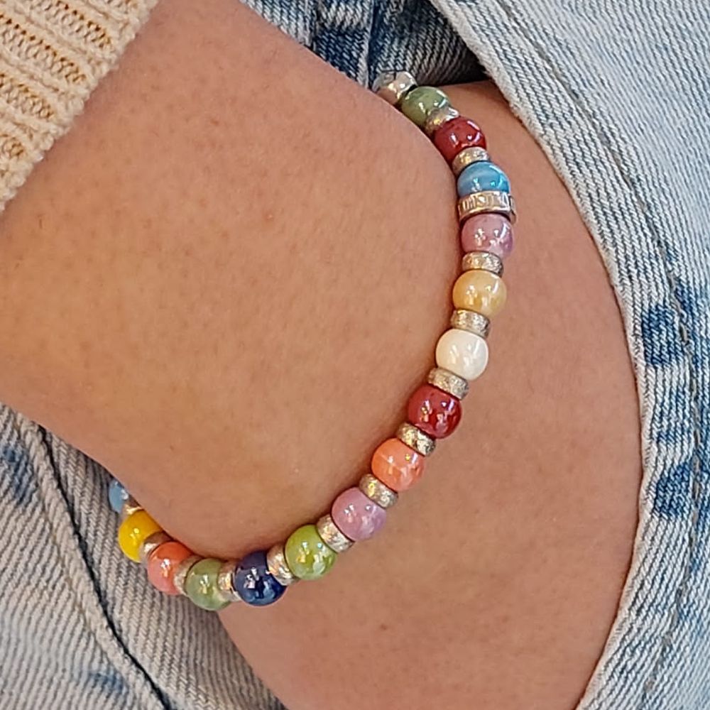 Bracciale Donna Maria Cristina Sterling Argento 925 Ceramica Candies Ovali G4080