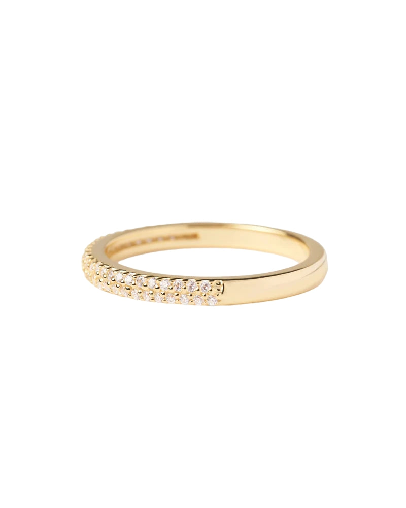 Anello Donna PDPaola Argento 925 Dorato Mezza Veretta Zirconi Bianchi AN01-655-14
