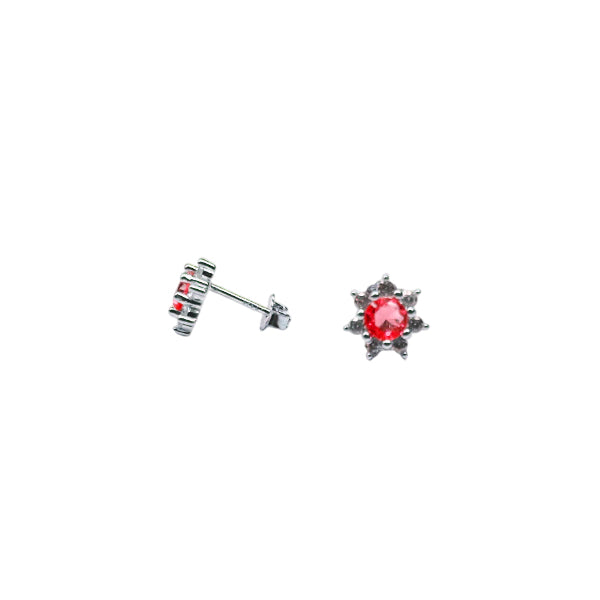 Orecchini Donna Re Mida Argento Punto Luce Cestino Zircone Rosso OR DJV-04