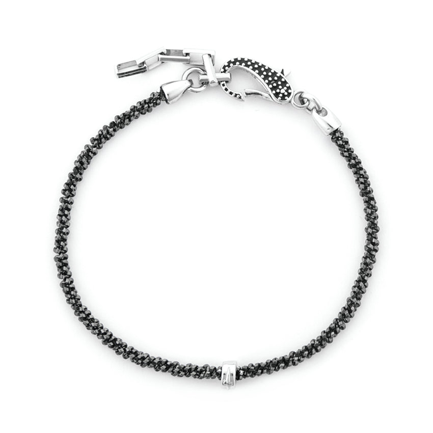 Bracciale Uomo Cesare Paciotti Argento Catena Sfaccettata Spinelli Neri JPBR5106N