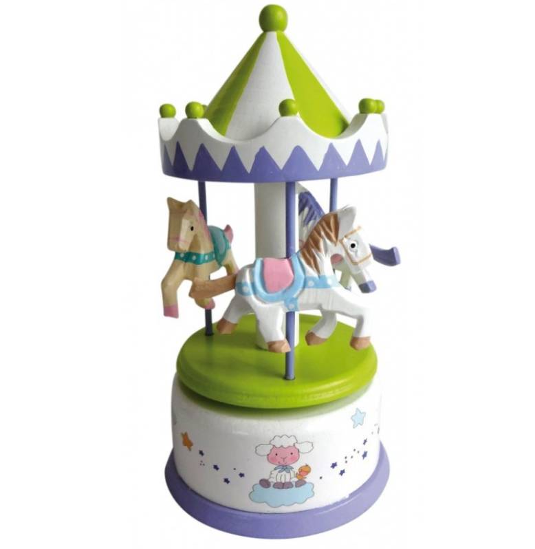 Giostra Il Mondo Dei Carillion Carosello Legno Bianco Verde 17 cm 43865