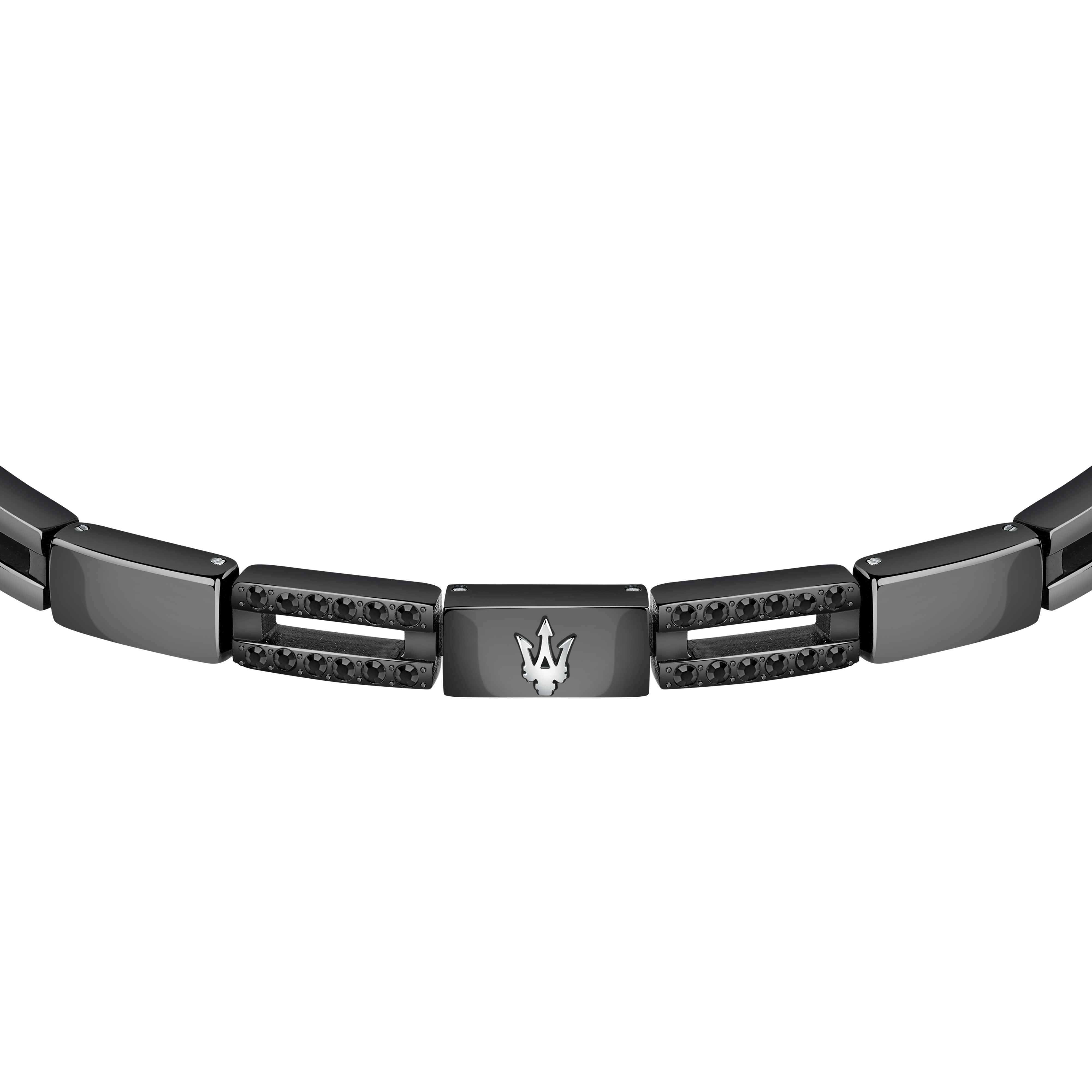 Bracciale Uomo Maserati Acciaio Nero Traforato Ceramica Nera Zirconi Neri JM223ATZ21