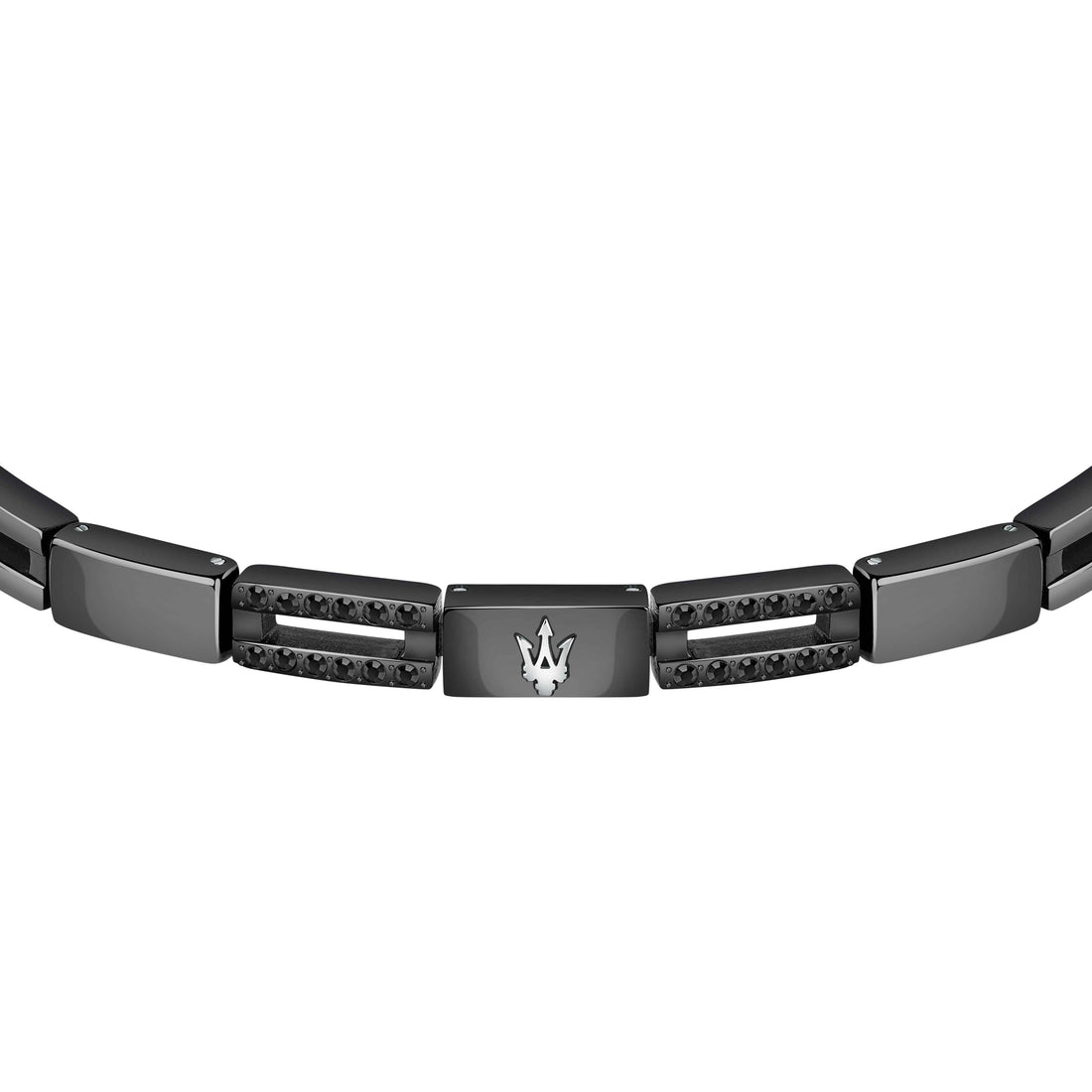 Bracciale Uomo Maserati Acciaio Nero Traforato Ceramica Nera Zirconi Neri JM223ATZ21