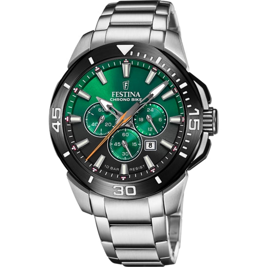 Orologio Uomo Festina Crono Bike Verde Nero Acciaio 10 ATM F206410/B