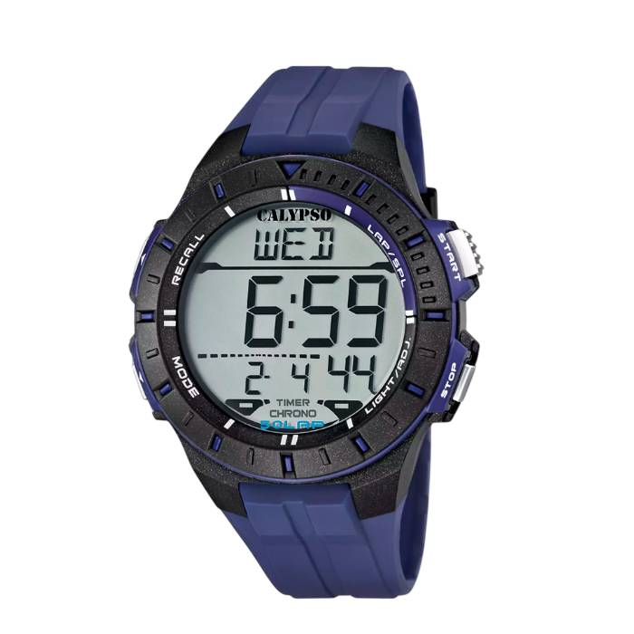 Orologio Uomo Calypso Quarzo Digitale Cinturino Gomma Blu Nero K5607/2
