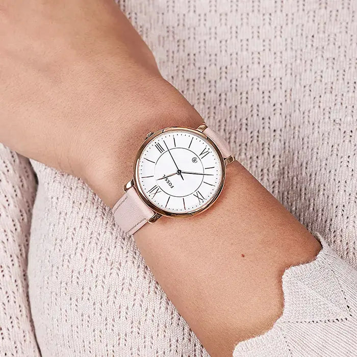 Orologio Donna Fossil Quarzo Solo Tempo Acciaio Rosè Pelle Rosa Jacqueline ES3988