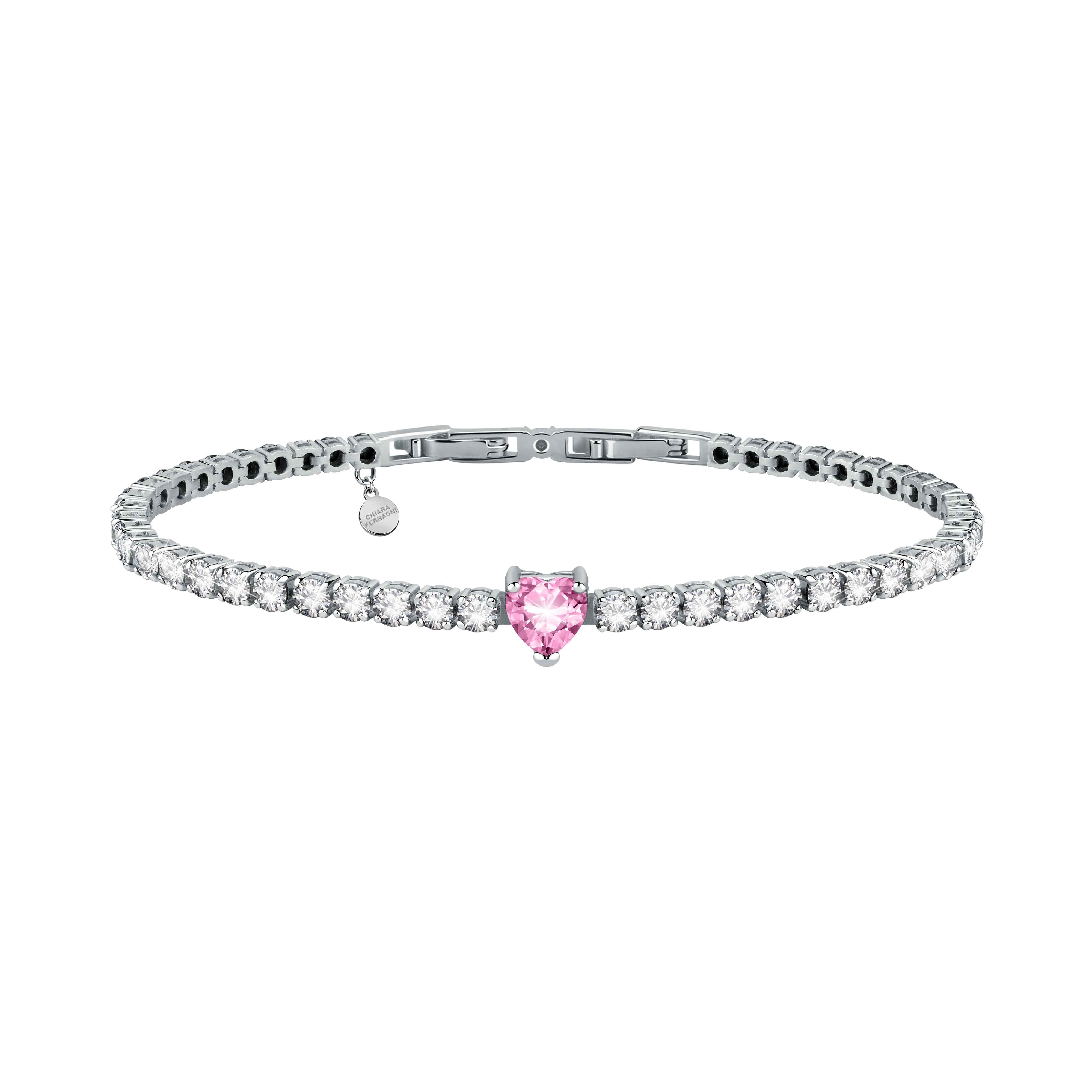 Bracciale Donna Chiara Ferragni Tennis Zirconi Bianchi e cuore centrale Rosa