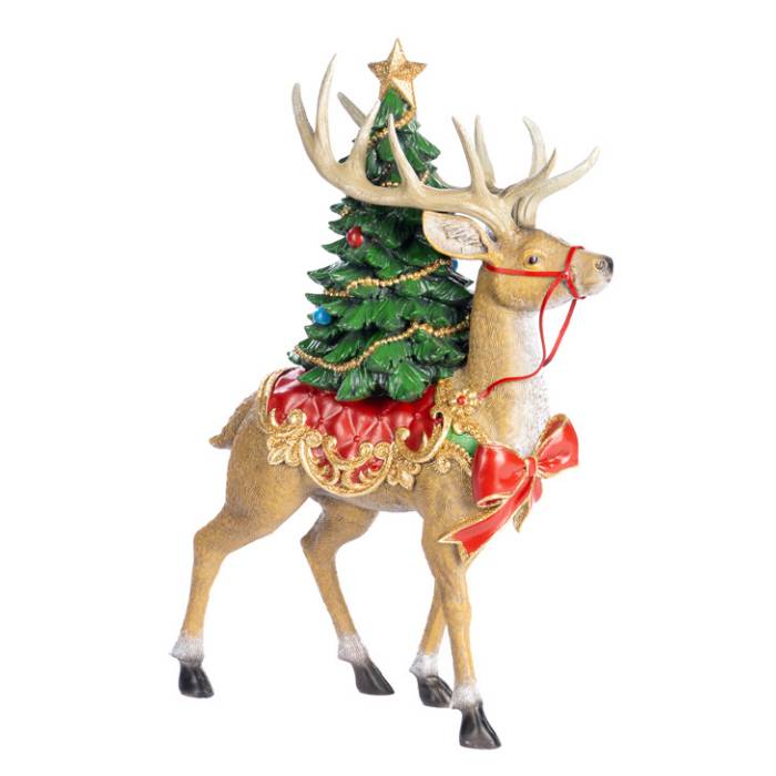Scultura Goodwill Cervo Albero Di Natale Porcellana 44 cm S30757
